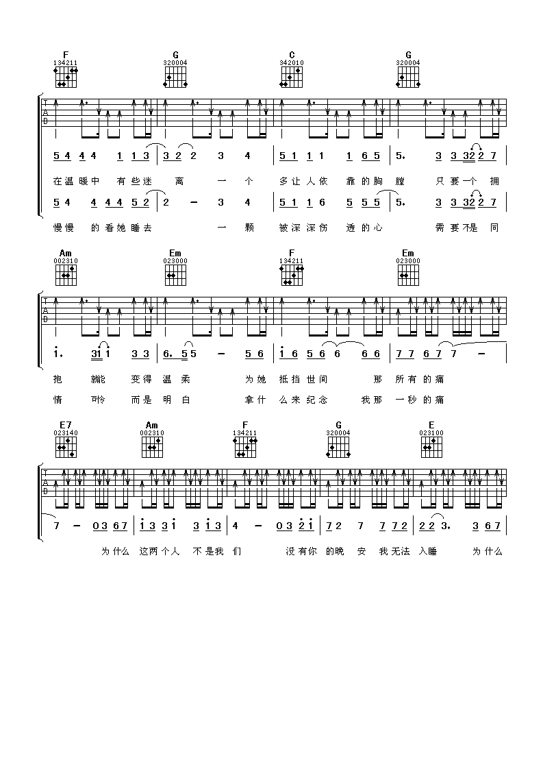 不是我们吉他谱 C调附前奏_阿潘音乐工场编配_吕骏