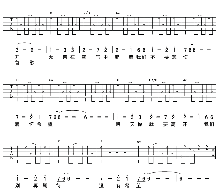 完美冬天吉他谱 C调精选版_彼岸吉他编配_破碎乐队