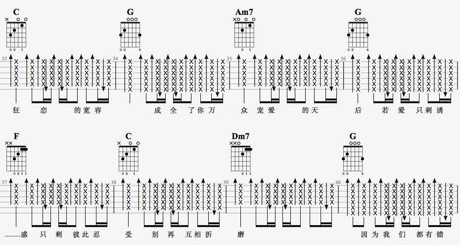 天后吉他谱 G调_7T吉他教室编配版本_陈势安