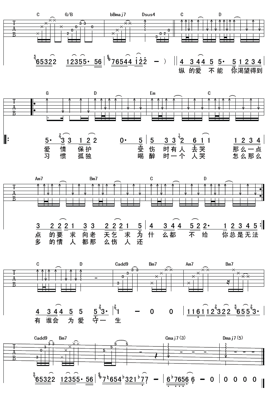 某某吉他谱 G调精选版_彼岸吉他编配_陈楚生