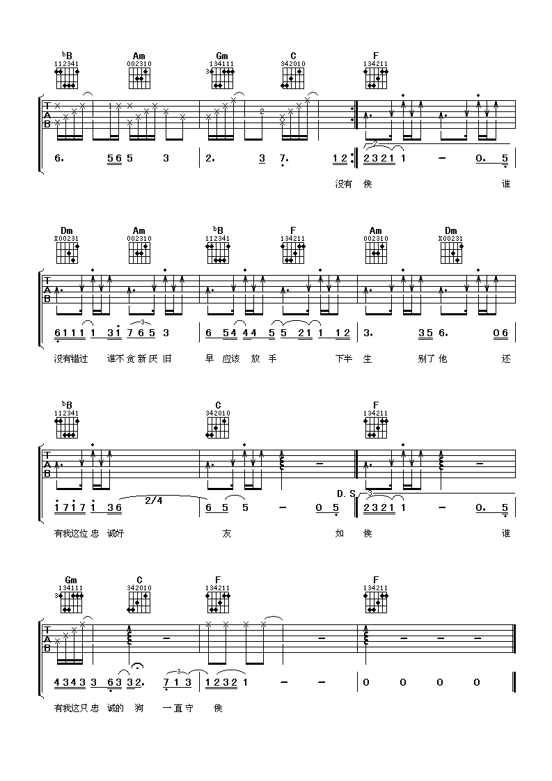 让我变作你的狗吉他谱 F调附前奏_阿潘音乐工场编配_林夕