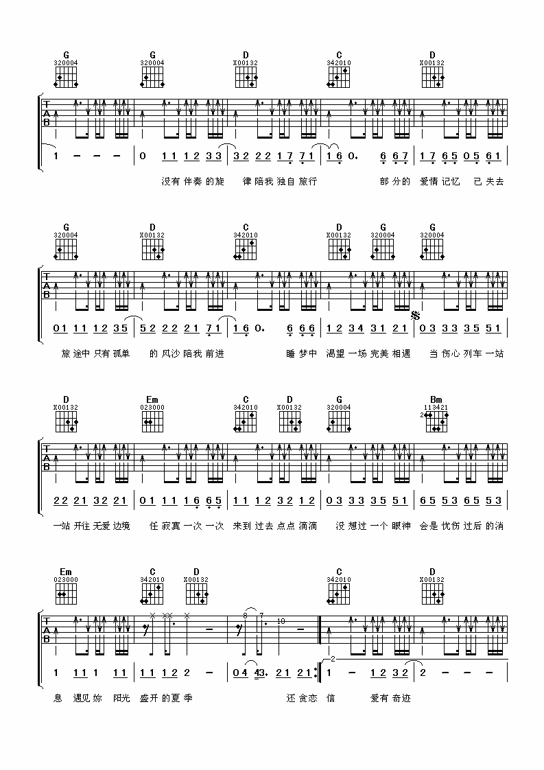 蓝色土耳其吉他谱 G调精选版_阿潘音乐工场编配_周传雄