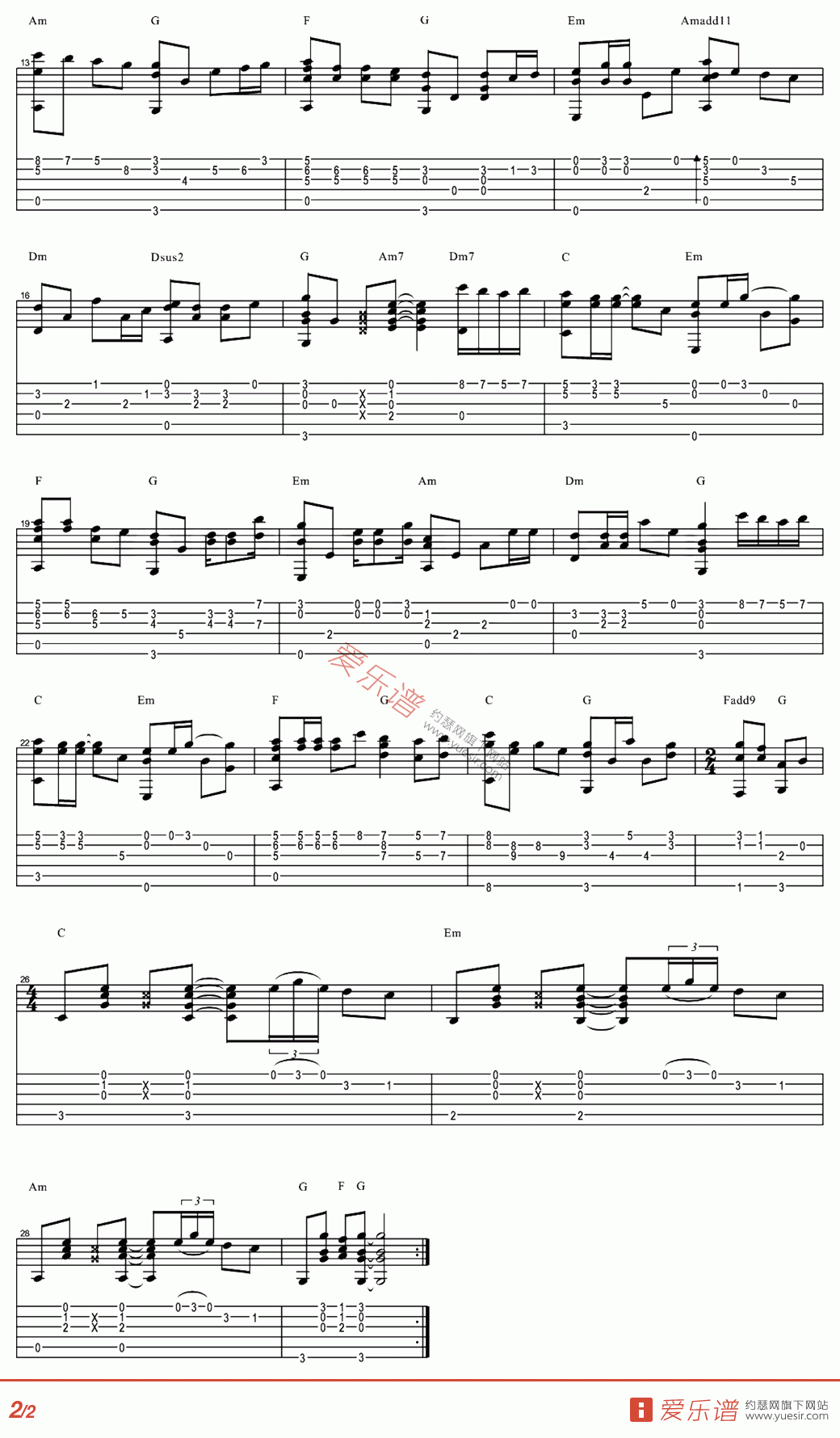 下一站天后指弹谱 精选版_约瑟网编配_Twins