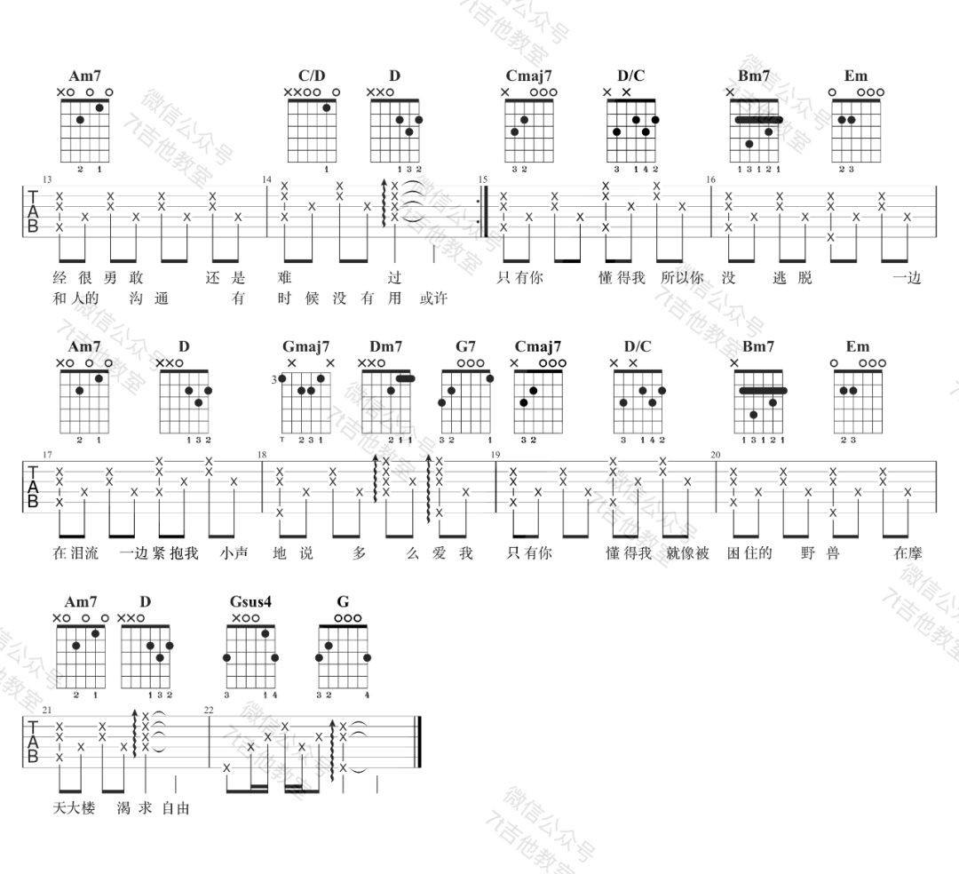 想自由吉他谱 G调_7T吉他教室编配_林宥嘉