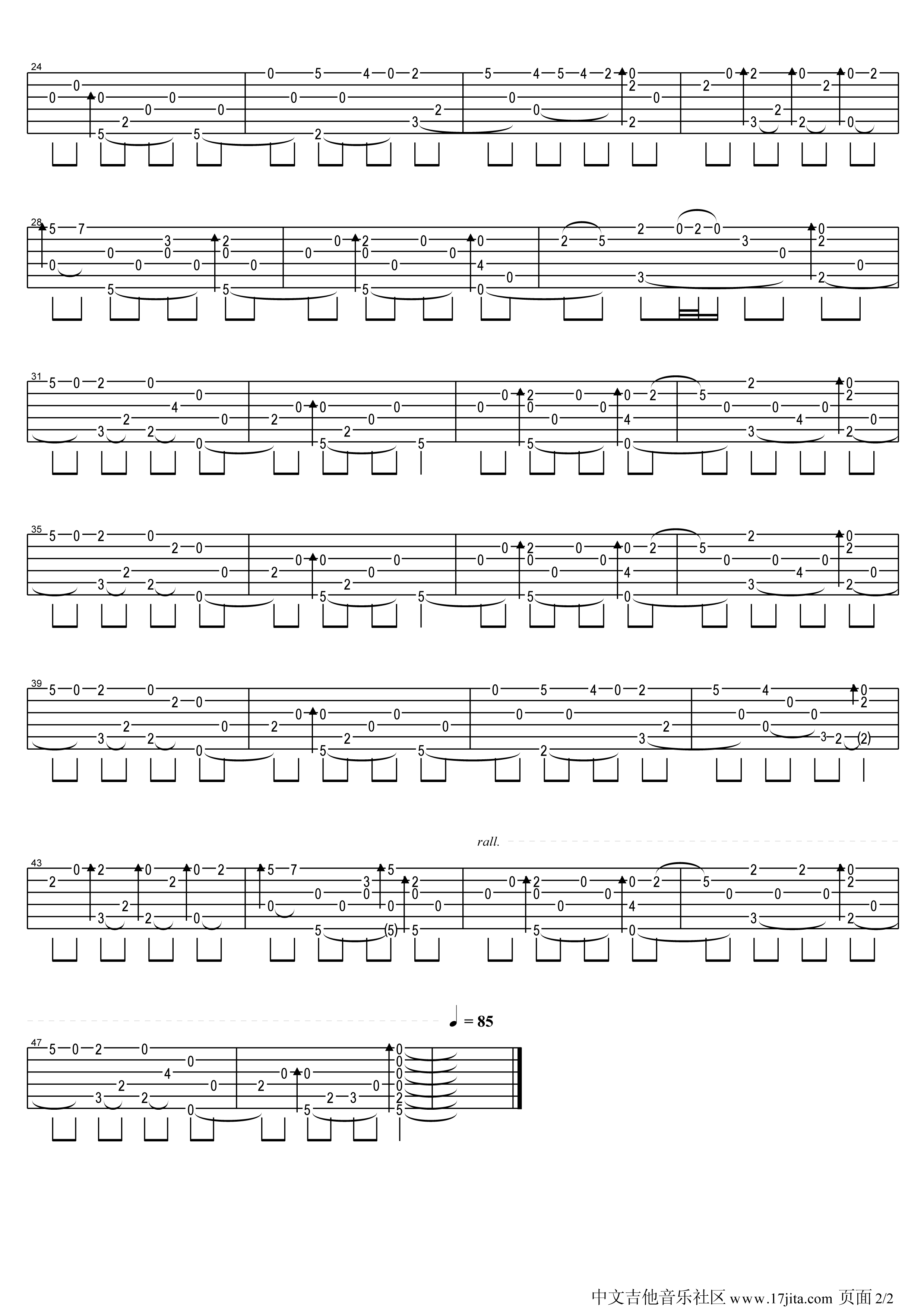 Down by the Sally Gardens指弹谱 D调_17吉他编配_岸部真明