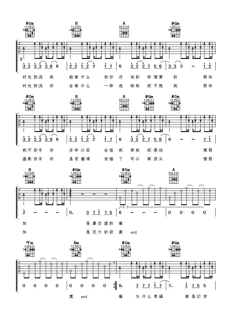 假如吉他谱 E调六线谱_阿潘音乐工厂编配_信乐团