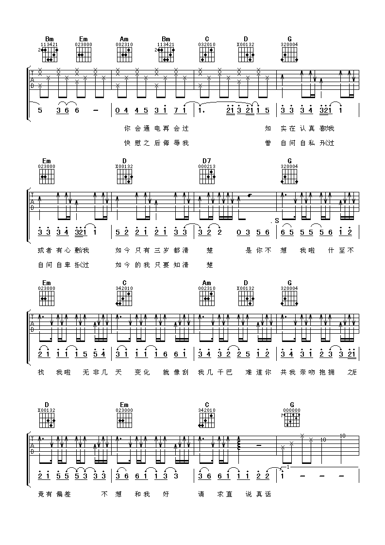 心乱如麻吉他谱 G调精选版_阿潘音乐工场编配_卫兰