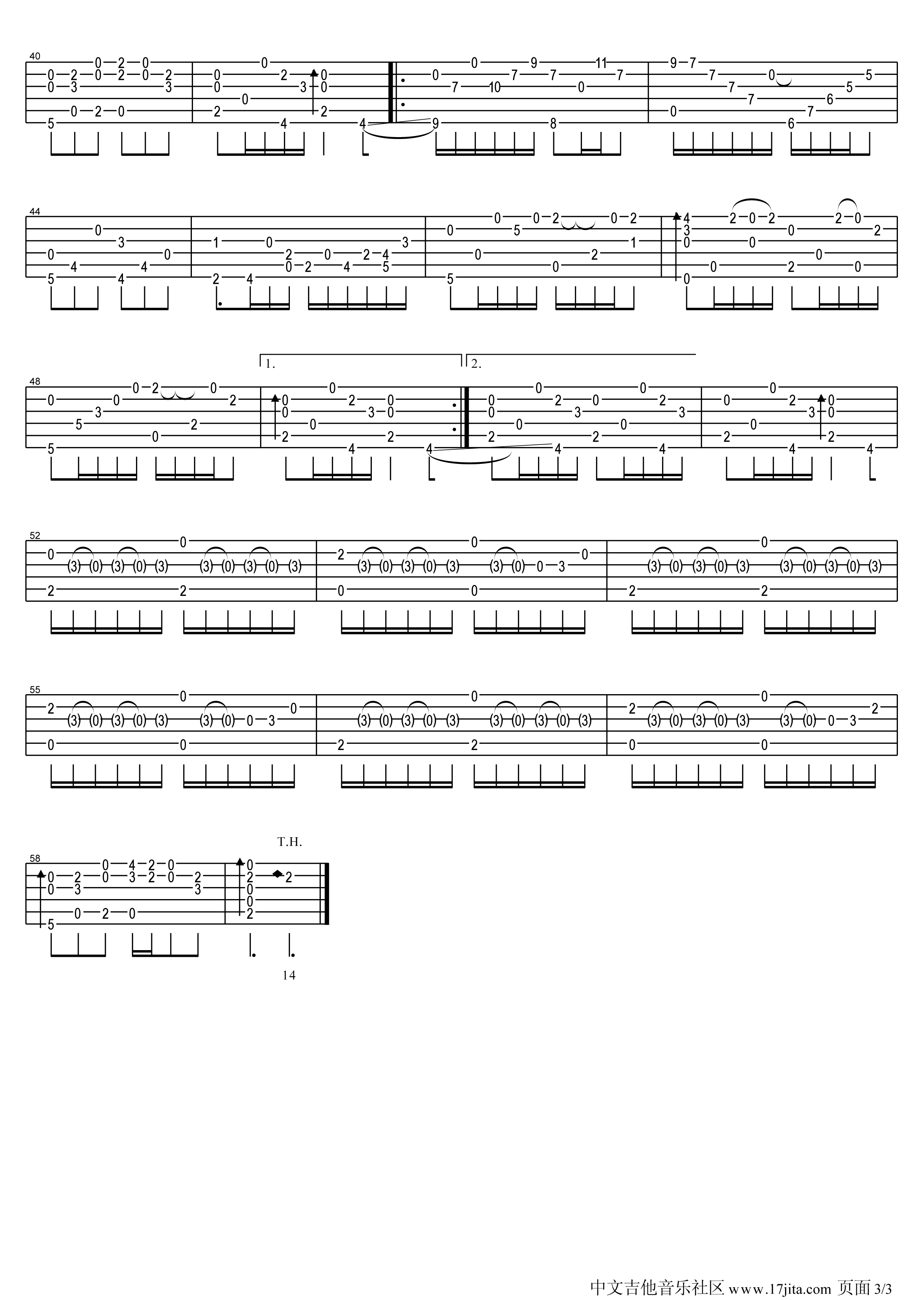 kujira鲸指弹谱 D调高清版_中文吉他音乐社区编配_小松原俊