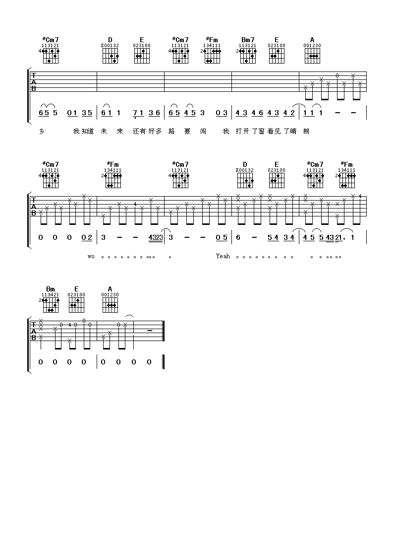 爱与希望吉他谱 A调六线谱_阿潘音乐工场编配_林俊杰