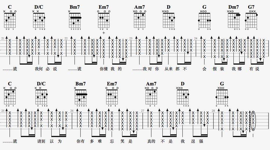 说谎吉他谱 G调附演示_7t吉他教室编配_林宥嘉