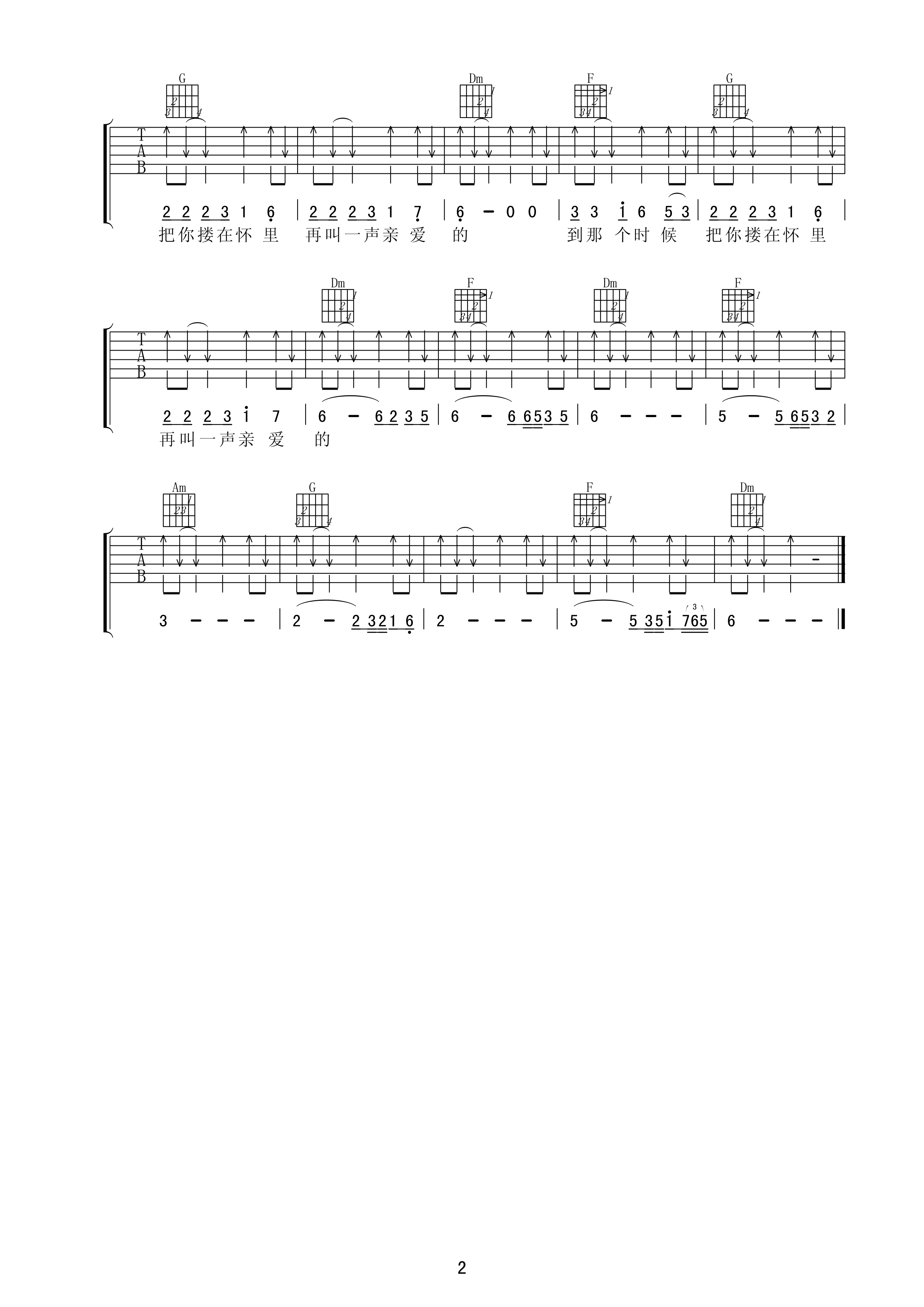 闯码头吉他谱 F调扫弦版_梦断弦音编配_大哲