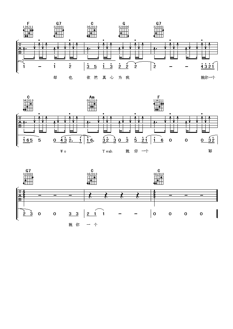 兄弟吉他谱 C调_阿潘音乐工场编配_刘德华