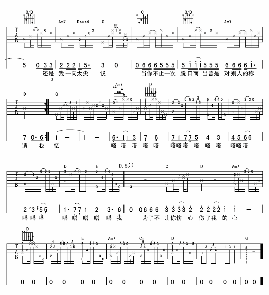 表面的和平吉他谱 F调精选版_延麟编配_陈绮贞