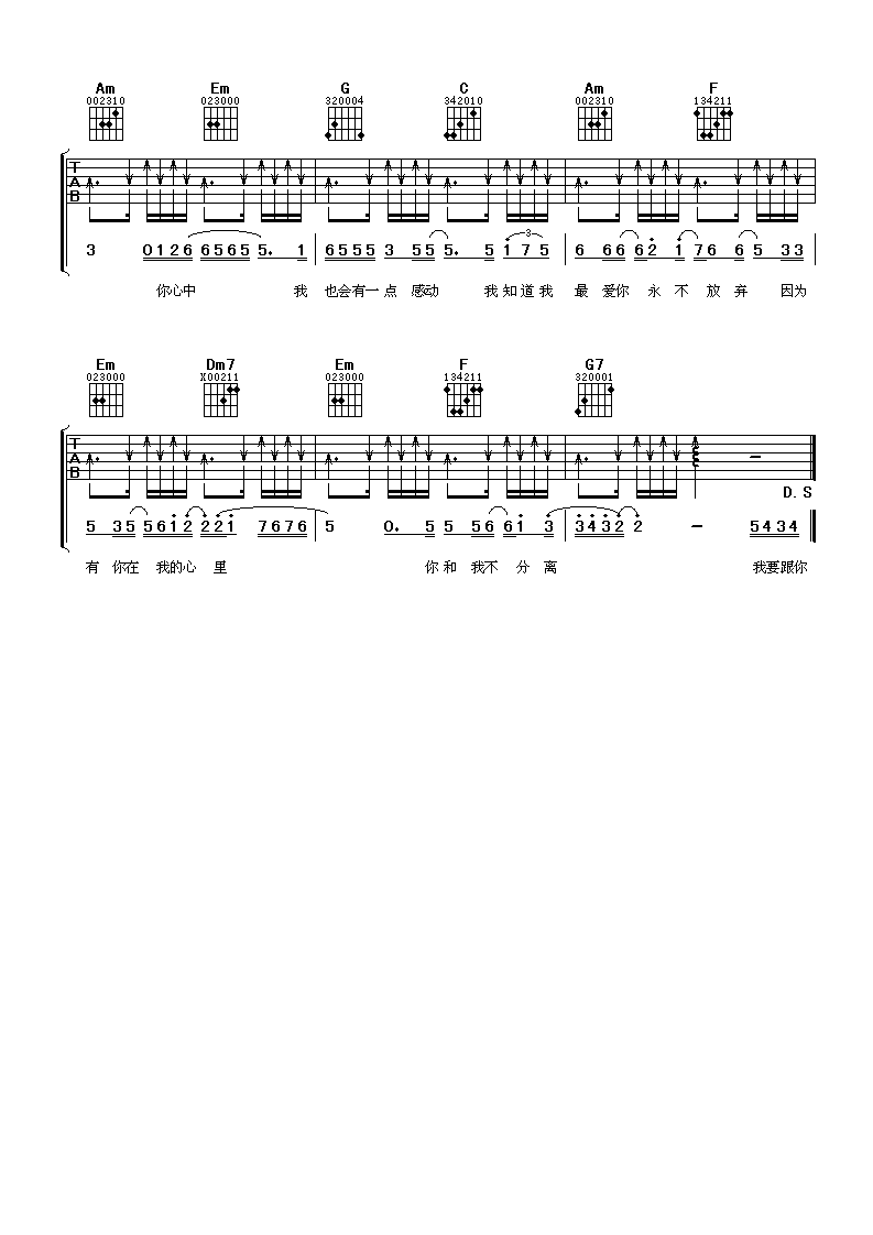 我是你的天空吉他谱 C调六线谱_阿潘音乐工场编配_欧得洋