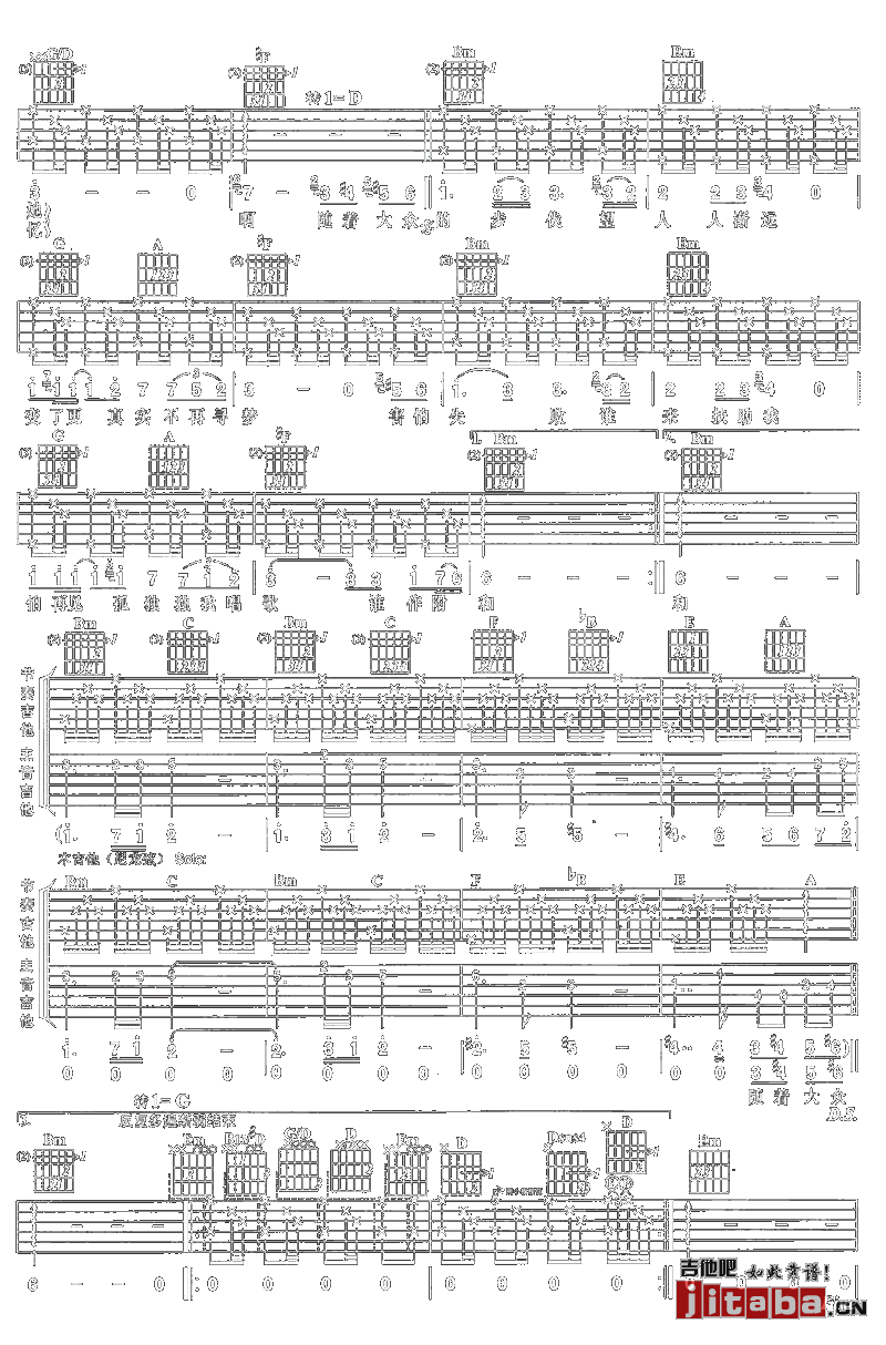 愿我能吉他谱 B调简单版_吉他吧编配_黄贯中