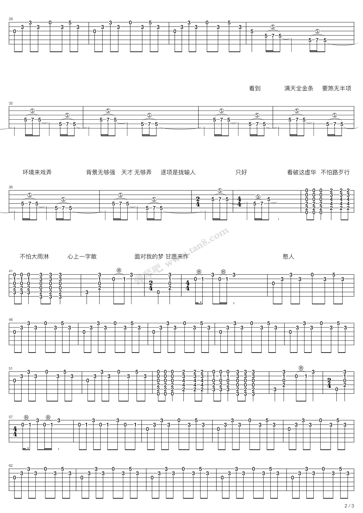 憨人吉他谱 C调精选版_弹琴吧编配_五月天