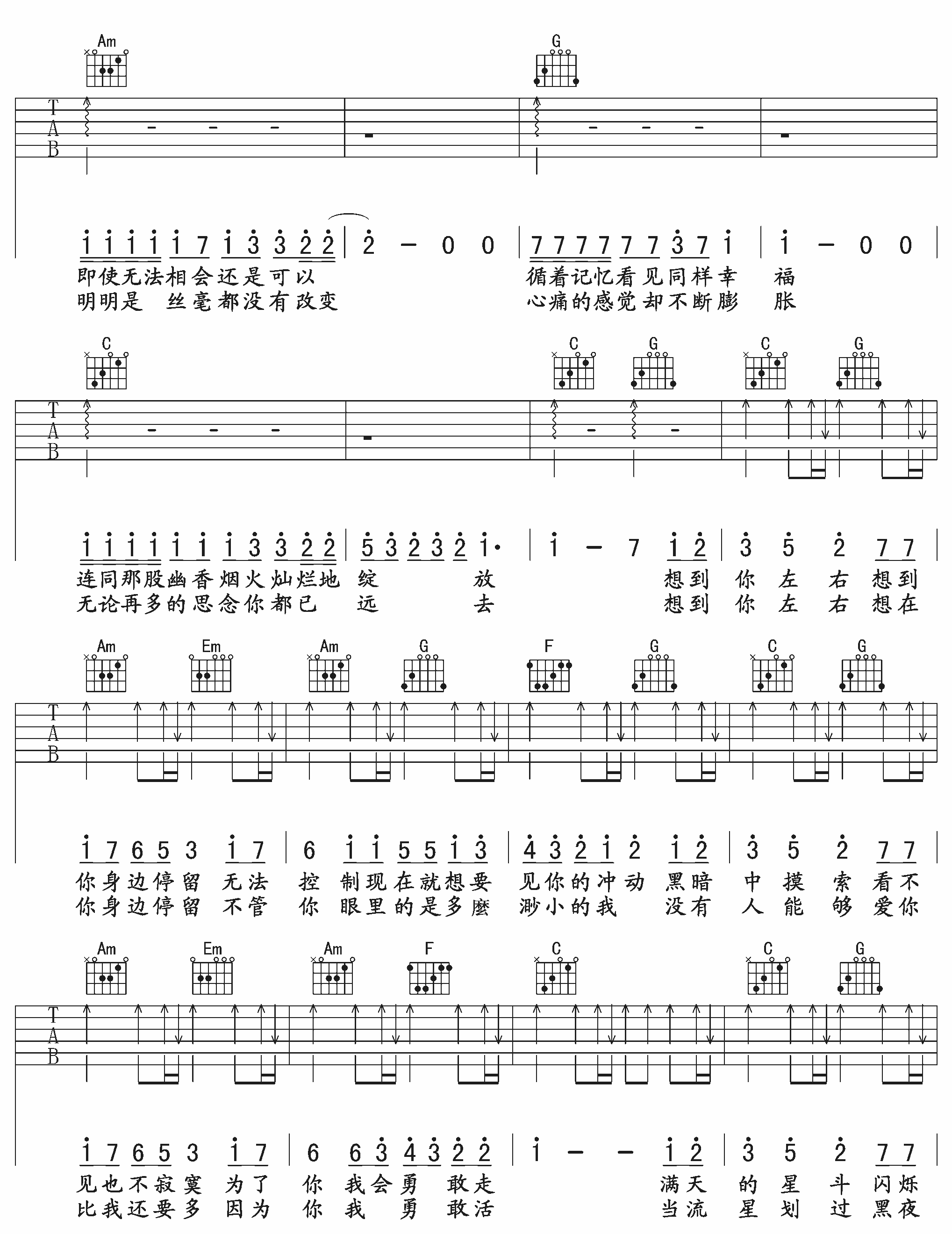 星象仪吉他谱 F调高清版_午夜编配_大冢爱